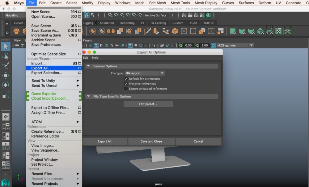 Maya 3dモデルの書き出し方法とstylyにアップロードする方法 Styly