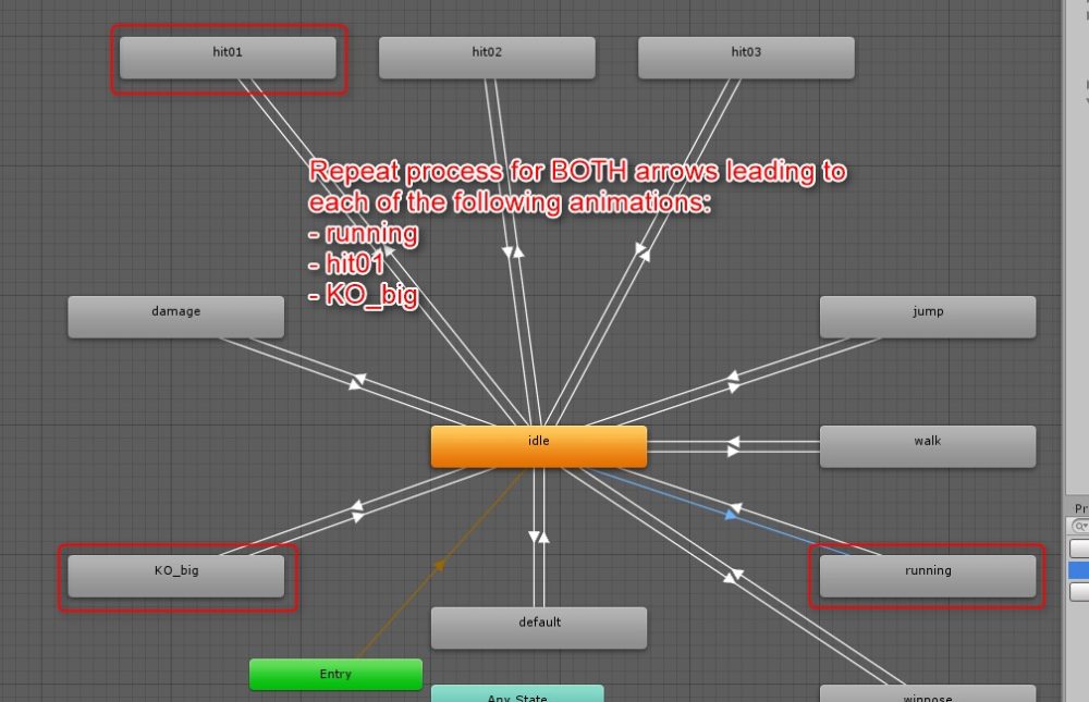 Has Exit Time boxのチェックを外す