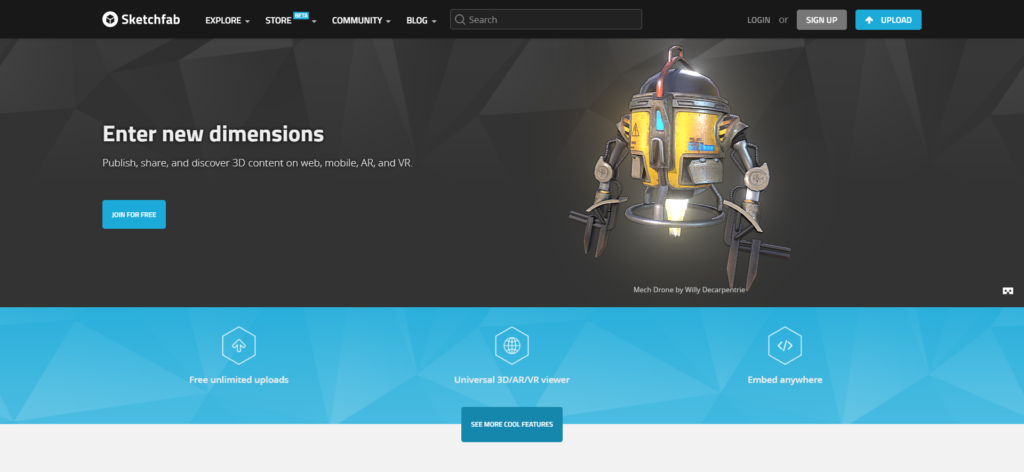 too many sketchfab models on web page 2018