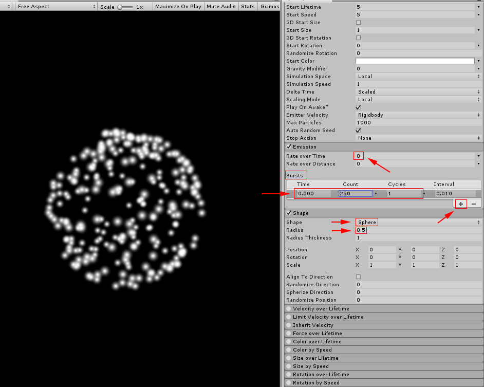 Unityのパーティクルで花火を作る 丸い花火編 Styly