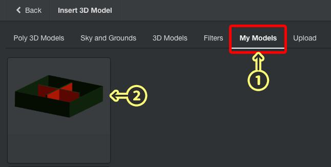 Select the 3D object you uploaded