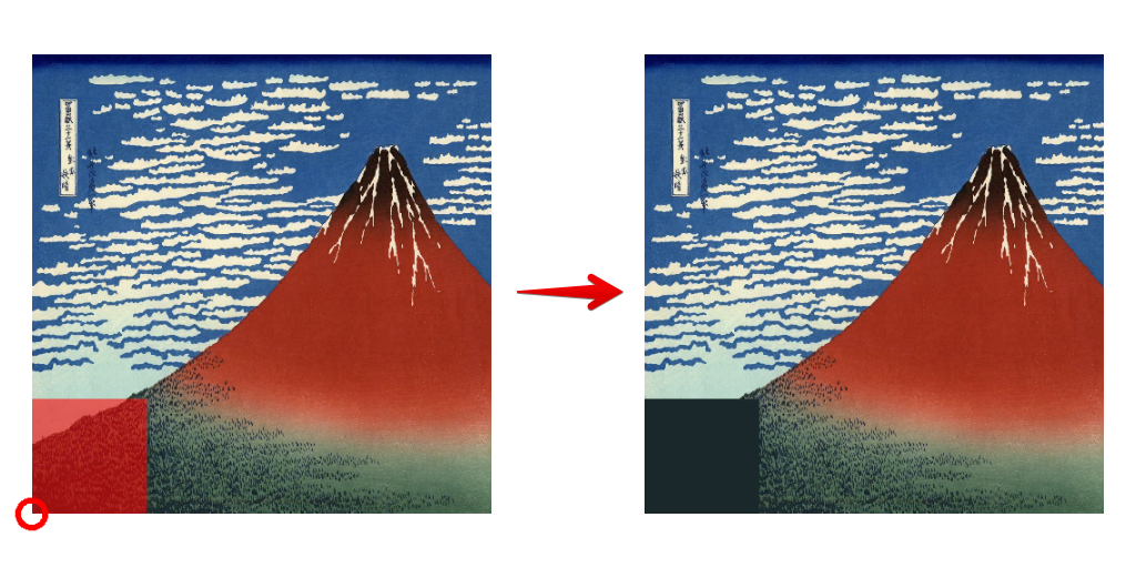 モザイク左下の四角の色の対応