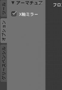 X軸ミラーにチェック