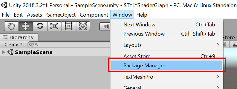 Package Managerを起動