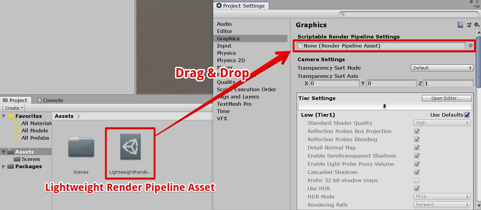 Lightweight Render Pipeline アセットを登録