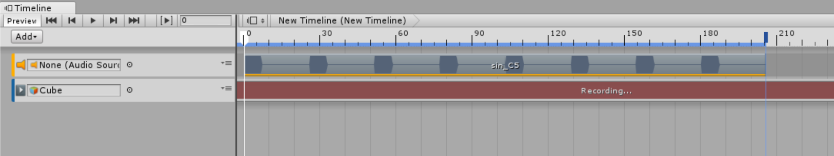 Recording状態のTimeline