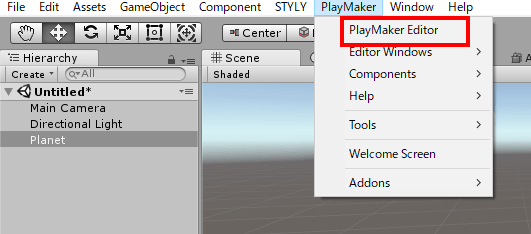 PlayMaker Editorを表示する。