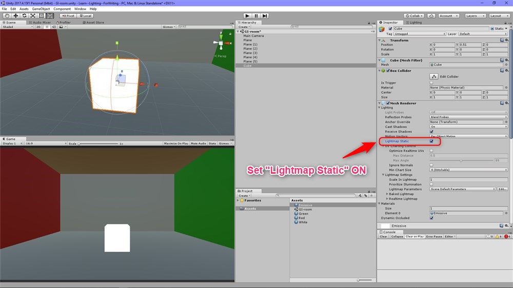 Lightmap StaticをONにする