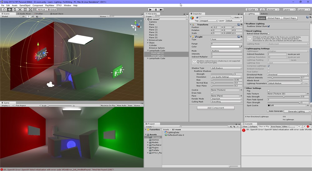 壁側をPointLightにしてみた