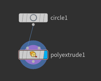 PolyExtrudeノードをCircleにつなぐ