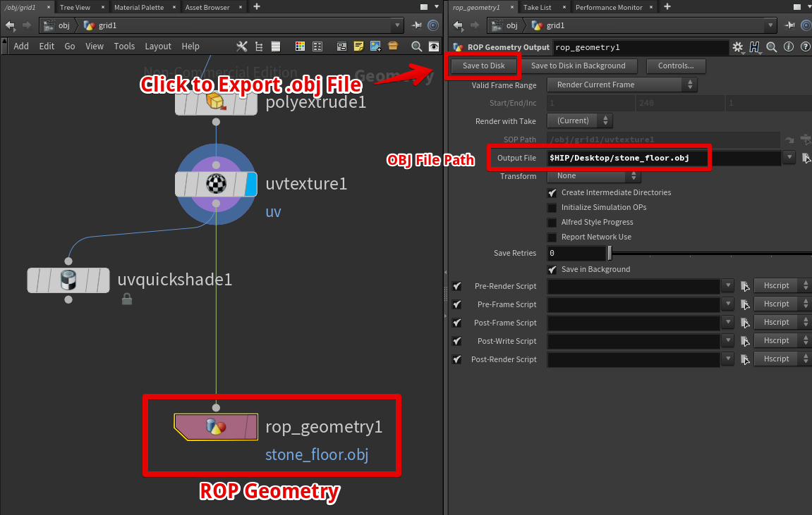 ROP Geometryノードを利用してOBJファイルをエクスポート