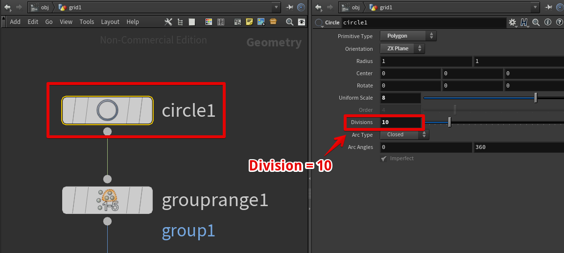 Circleノードの設定を変更