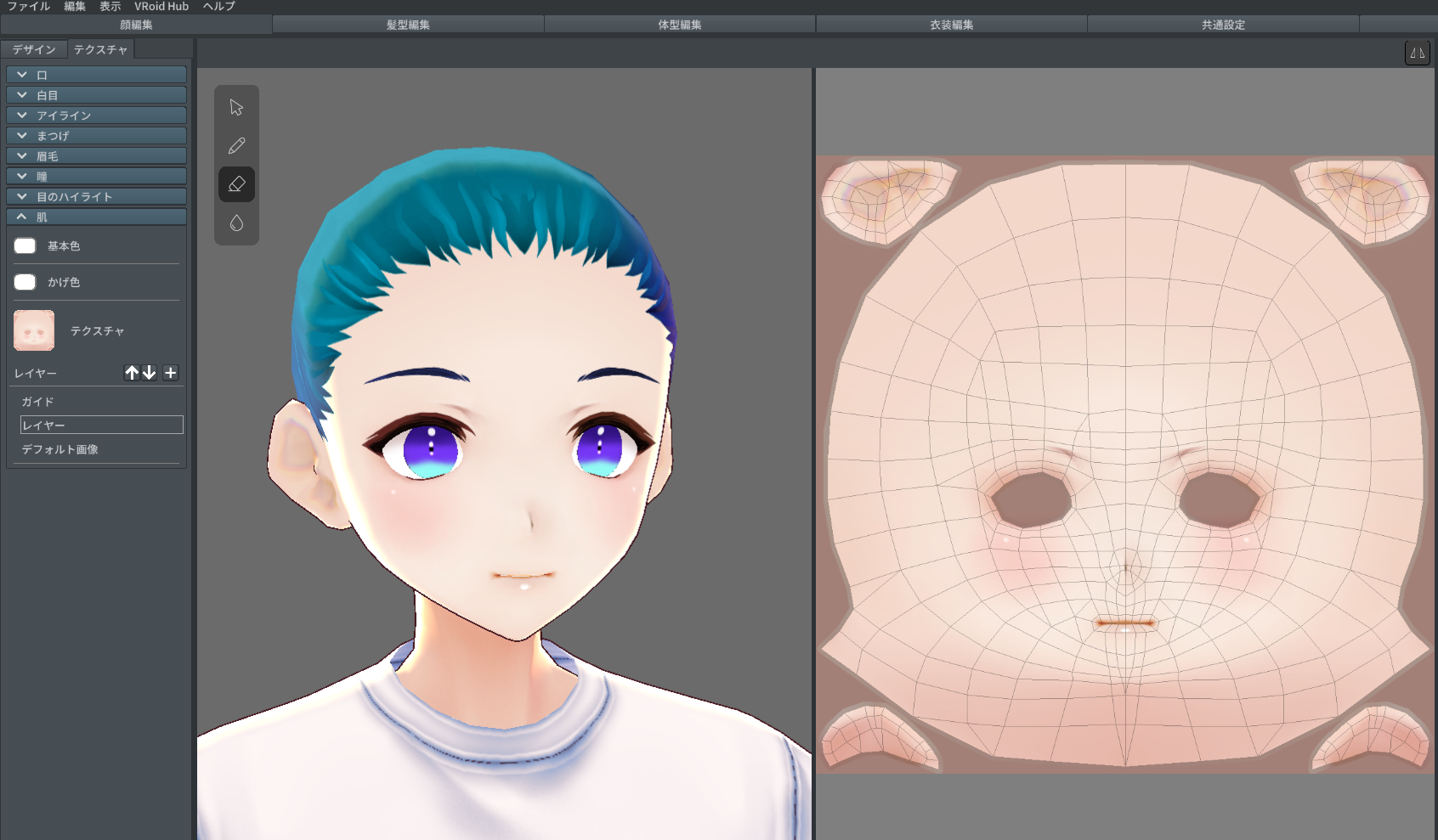 Vroid ペンタブ不要 マウスのみでテクスチャ作成講座 肌 髪編