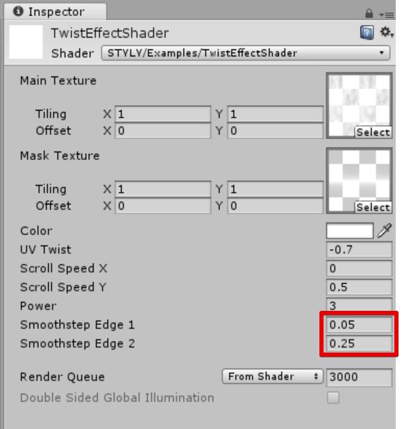 Material parameter settings