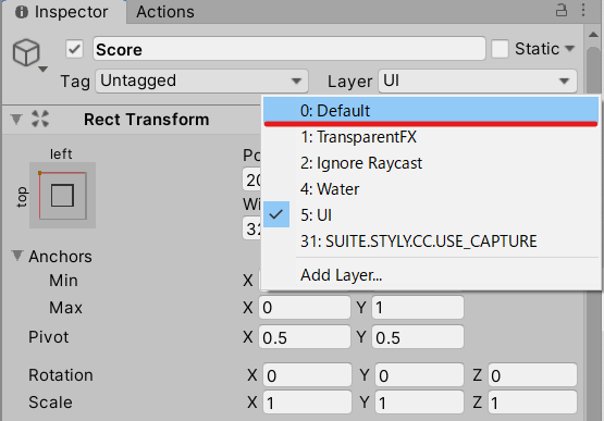 Change the Layer setting to "Default"