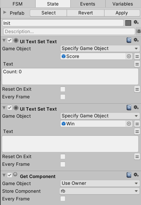 UI Text Set Text action settings