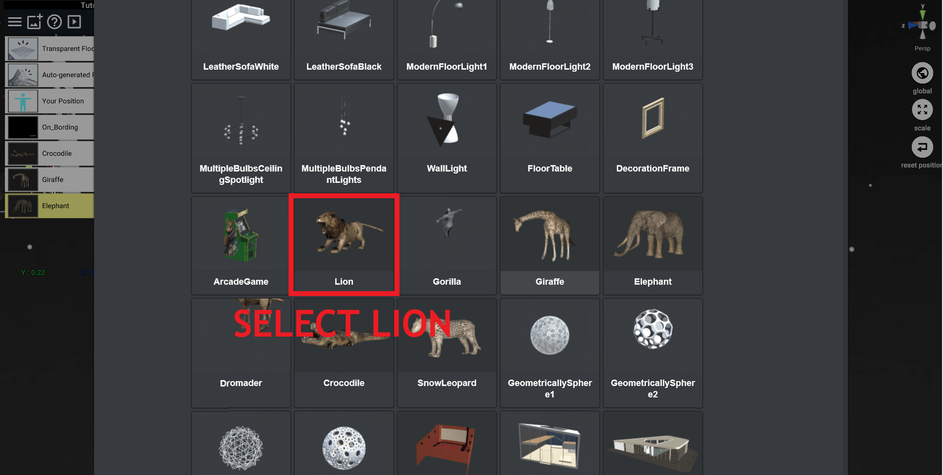 Select a lion