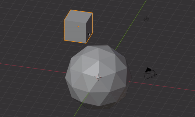 The cube is attached to the face of the ICO sphere