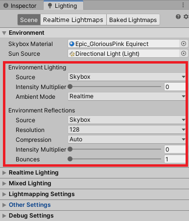Setting up ambient light in Lighting