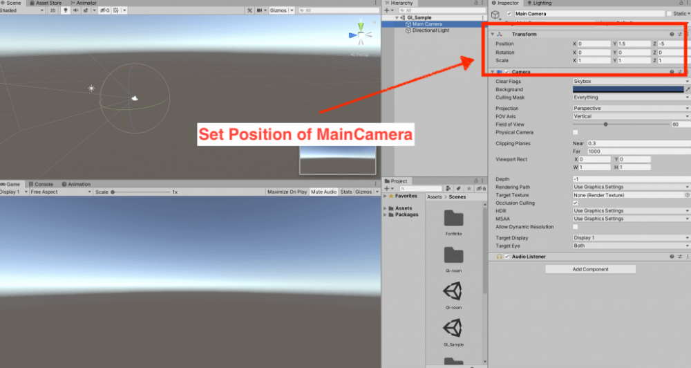 Set MainCamera's Position to STYLY