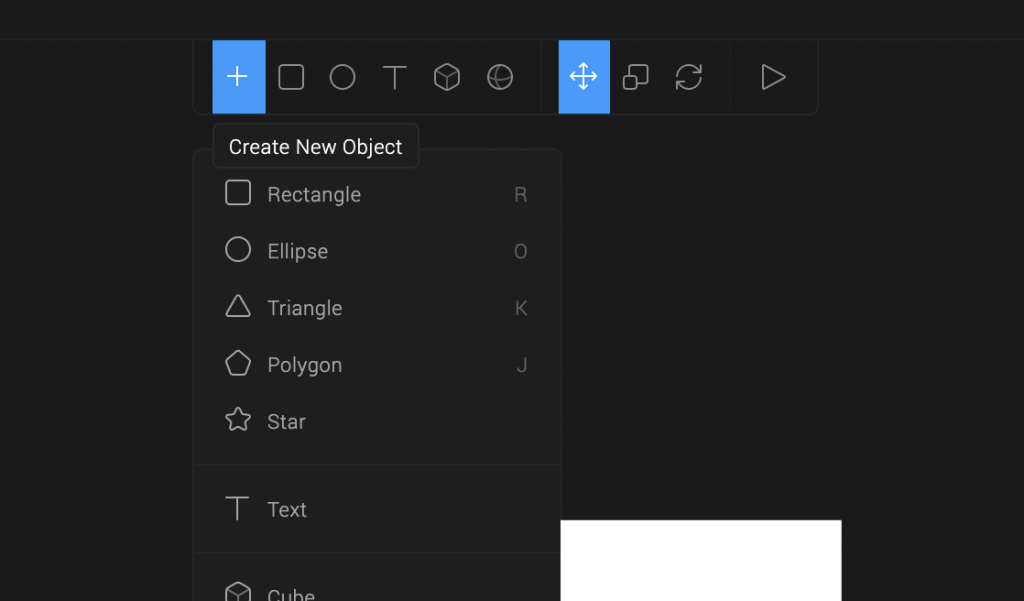 Add an object from the "+" button