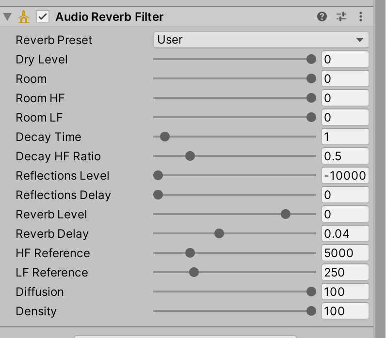 AudioReverbFilterコンポーネント
