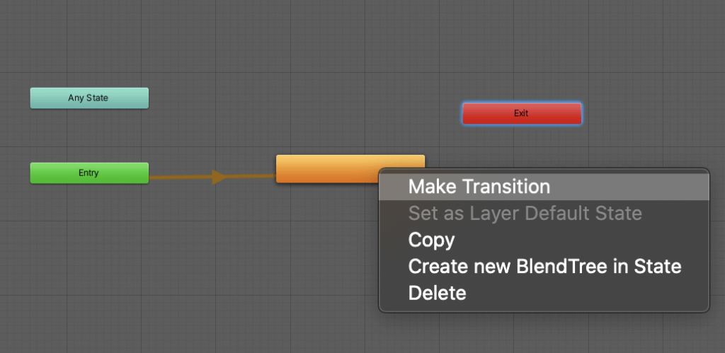 オレンジ色の長方形を右クリック→Make Transition