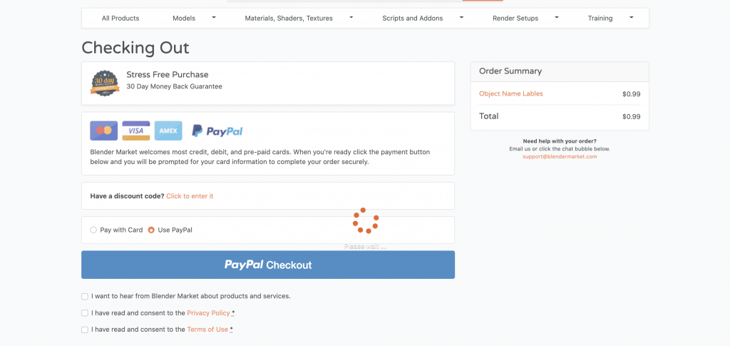 If you choose PayPal, login to PayPal in a separate window from Paypal Checkout.