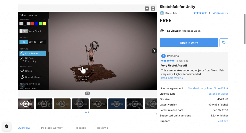 get a sketchfab models into unity