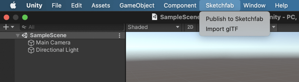 A tab named "Sketchfab" has been added to the bar.