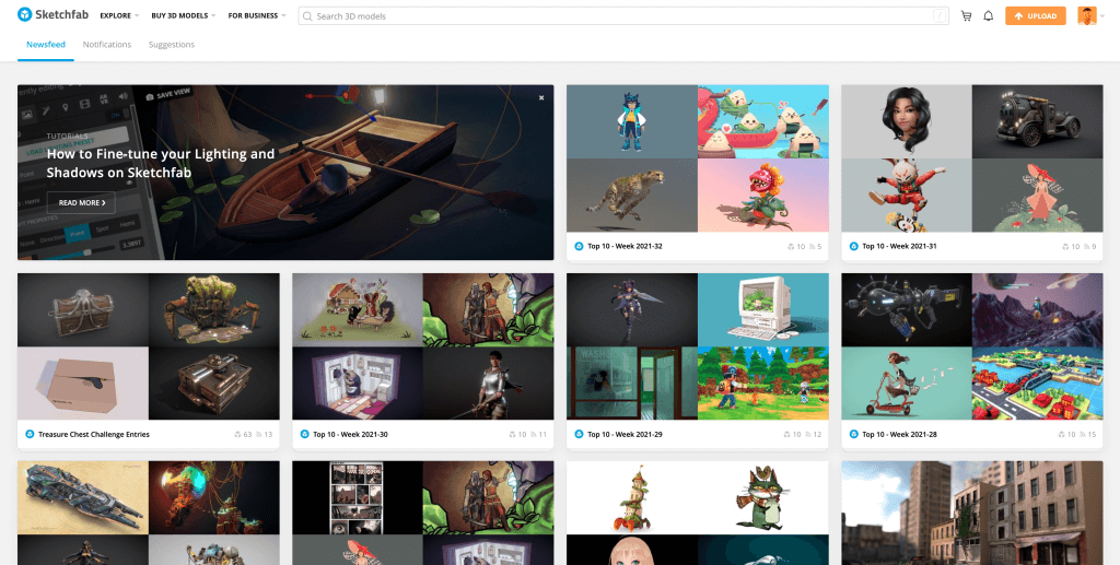 Sketchfab. there are a lot of models.