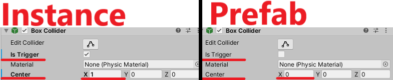 Changed parts will be displayed in bold text in Inspector.
