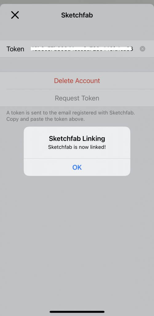 Sketchfabのアカウントリンク成功