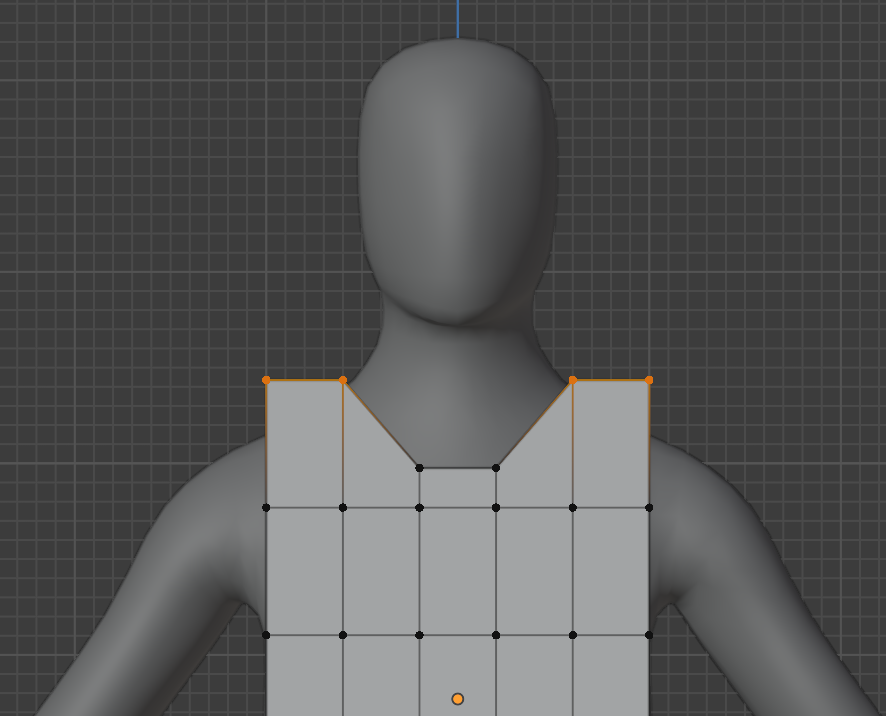 Select the vertex that will be the shoulder part
