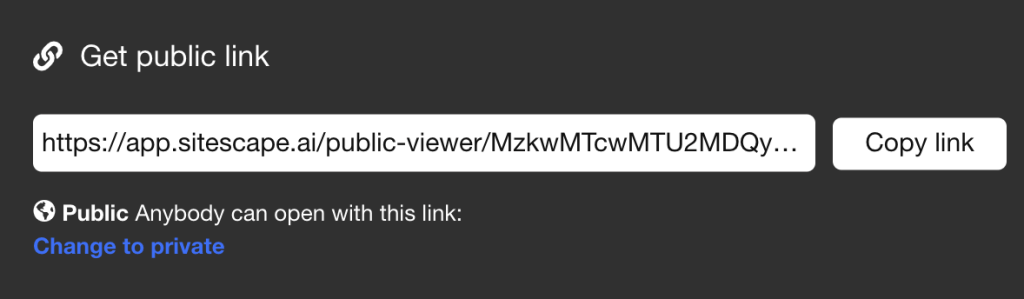Clicking "Change to public" will change the link from private to public.