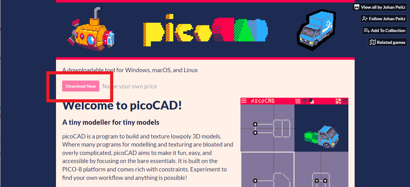 picoCAD download procedure 1