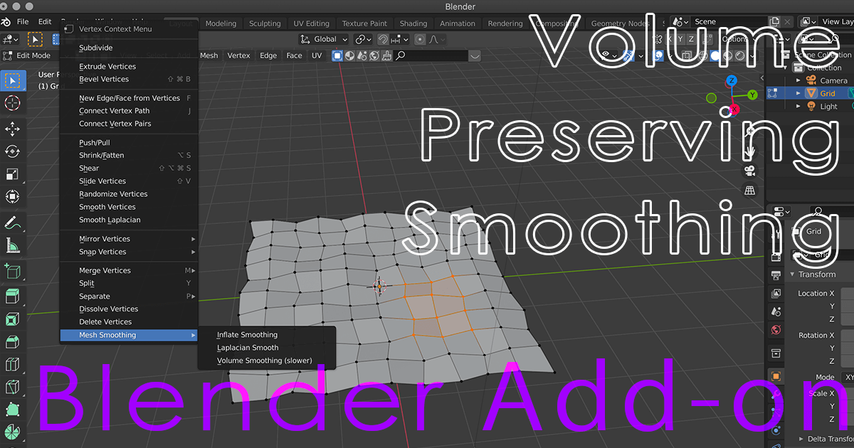 Blender Add-on] Organize meshes with Volume Preserving Smoothing | STYLY