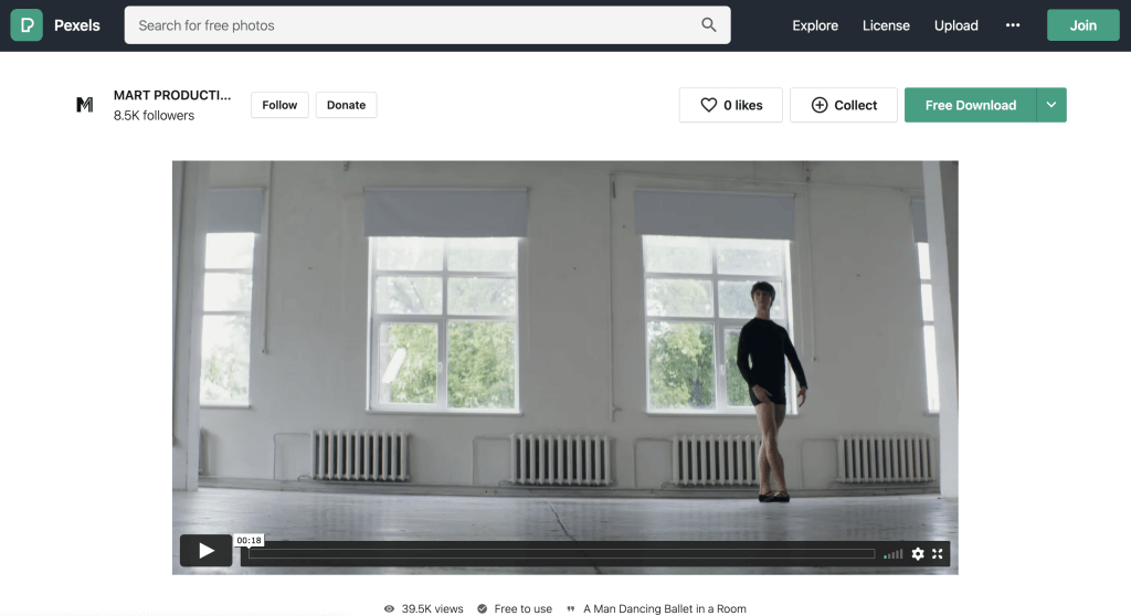 https://www.pexels.com/video/a-man-dancing-ballet-in-a-room-8462221/