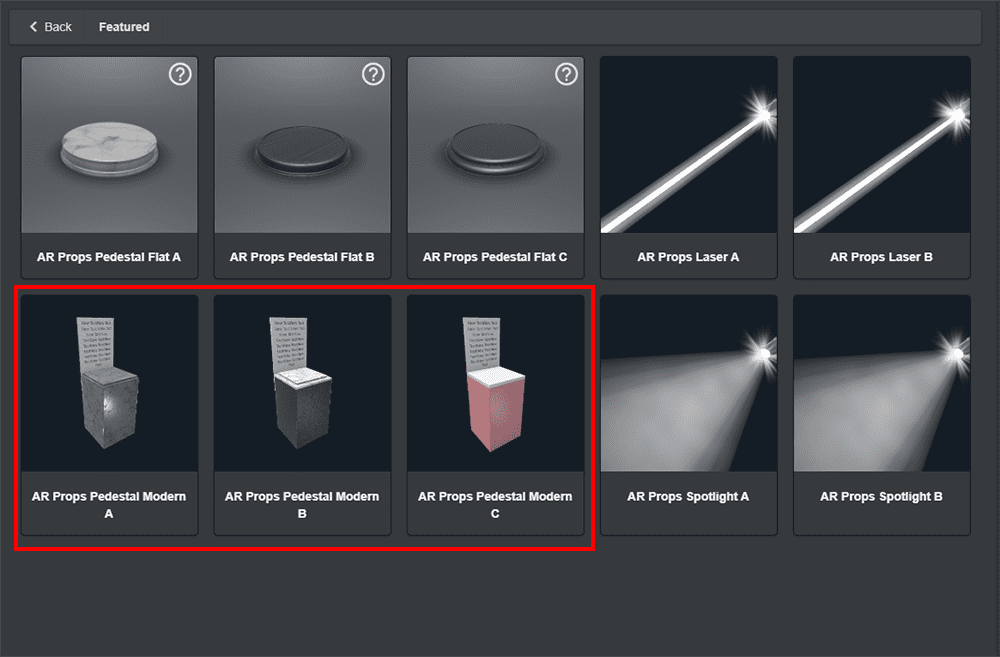 AR Props pedestal modern A/B/C