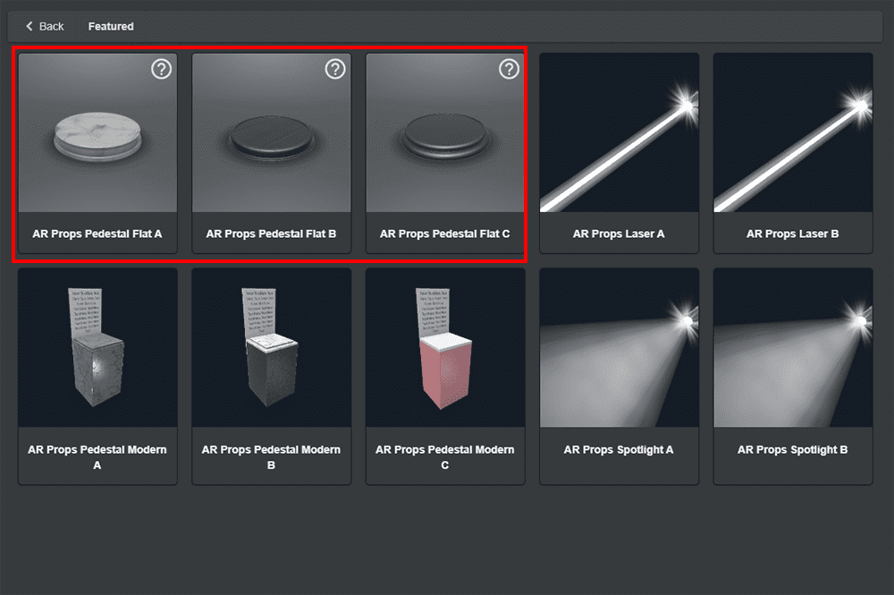 AR Props pedestal flat A/B/C