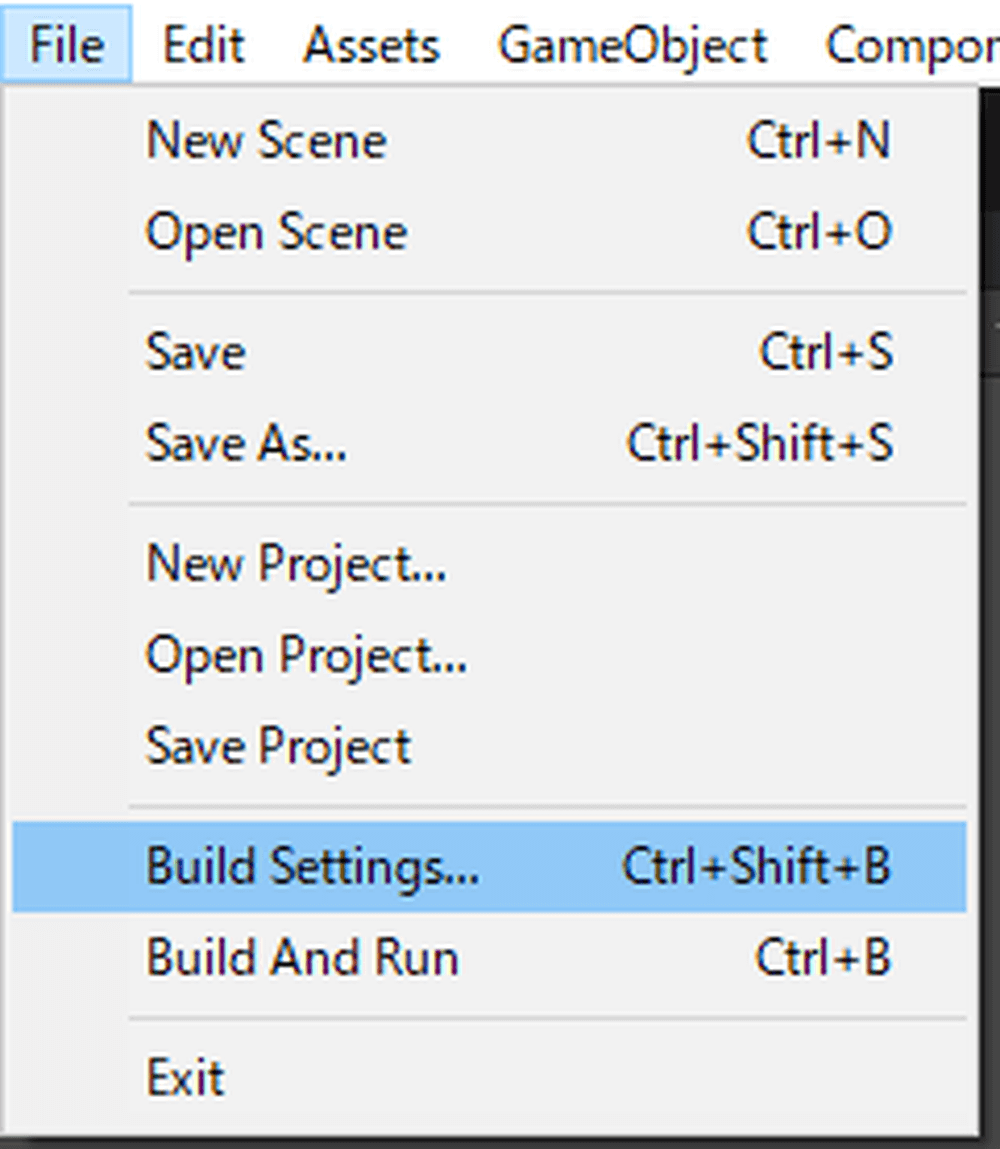 File > Build Settings